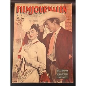 RARE 1945 Ingrid Bergman Gary Cooper Magazine Film Journalen Saratoga Trunk